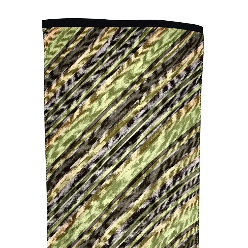 Echo Silk Scarf Green Tan Black Chevron Herringbone Striped Rectangular Wrap‎